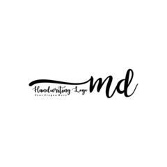 MD Letter Handwriting Vector. Black Handwriting Logo