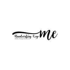ME Letter Handwriting Vector. Black Handwriting Logo