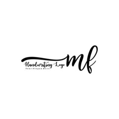 MF Letter Handwriting Vector. Black Handwriting Logo