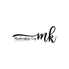 MK Letter Handwriting Vector. Black Handwriting Logo