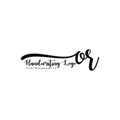 OR Letter Handwriting Vector. Black Handwriting Logo