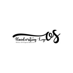 OS Letter Handwriting Vector. Black Handwriting Logo