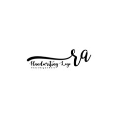 RA Letter Handwriting Vector. Black Handwriting Logo