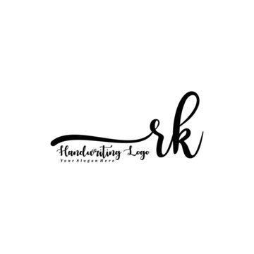 RK Letter Handwriting Vector. Black Handwriting Logo