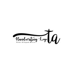 TA Letter Handwriting Vector. Black Handwriting Logo