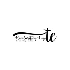 TE Letter Handwriting Vector. Black Handwriting Logo