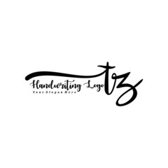 TZ Letter Handwriting Vector. Black Handwriting Logo