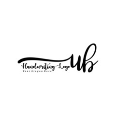 UB Letter Handwriting Vector. Black Handwriting Logo