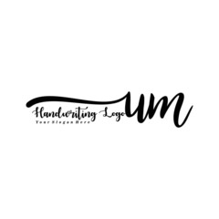 UM Letter Handwriting Vector. Black Handwriting Logo