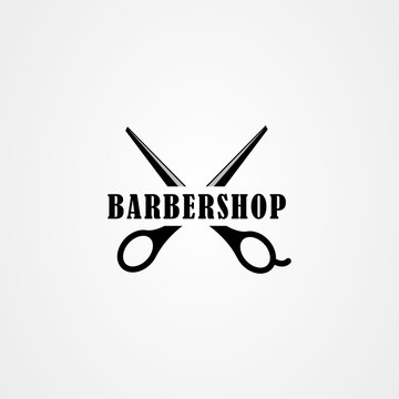Barbershop emblem, Barber icon logo design.