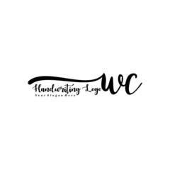 WC Letter Handwriting Vector. Black Handwriting Logo