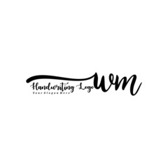 WM Letter Handwriting Vector. Black Handwriting Logo