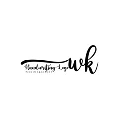 WK Letter Handwriting Vector. Black Handwriting Logo