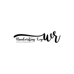 WR Letter Handwriting Vector. Black Handwriting Logo