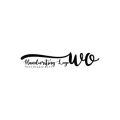 WO Letter Handwriting Vector. Black Handwriting Logo