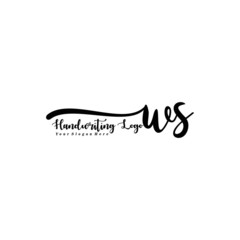 WS Letter Handwriting Vector. Black Handwriting Logo