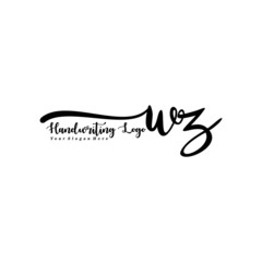 WZ Letter Handwriting Vector. Black Handwriting Logo