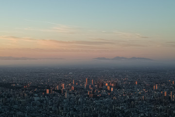 Fototapeta na wymiar sunset over the city of Sapporo Hokkaido Japan