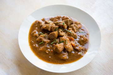 beef casserole in the bowl
