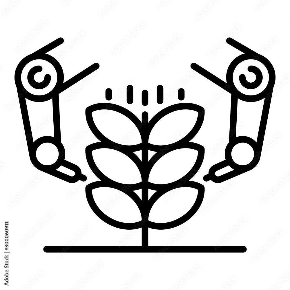 Poster robot extract plant icon. outline robot extract plant vector icon for web design isolated on white b