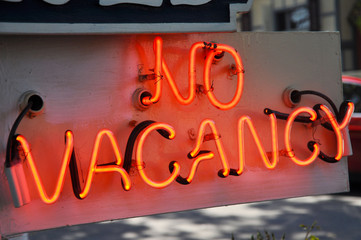 Illuminated red "No Vacancy" sign