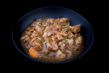 beef casserole in the bowl