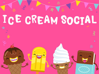 Fototapeta Mascot Ice Cream Ice Cream Party Illustration obraz