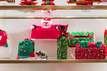 Christmas set made of cloths on white background