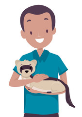 Man Save Ferret Illustration