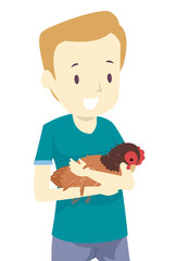 Man Save Native Chicken Illustration