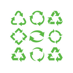 Obraz premium recycle icon set, Recycle Recycling symbol. Vector illustration. Isolated on white background.