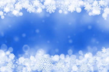 Fototapeta na wymiar 雪の結晶と粉雪のバックグラウンド