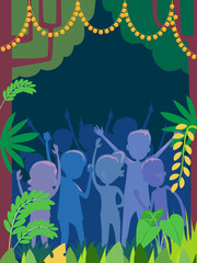Naklejka na ściany i meble People Silhouette Wildlife Party Illustration
