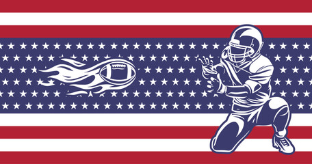 american football players catch fireballs banner © Galih