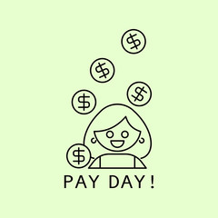 Pay Day concept. Outline thin line flat illustration. 
