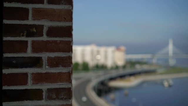 Western high-speed diameter ZSD in St. Petersburg, Russia. Road bridge over the Gulf of Finland and the Neva river. Expressway, freeway.