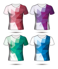  t-shirt templates abstract geometric collection of different colors polygonal mosaic