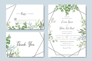 Elegant Wedding invitation card set with watercolor foliage © FederiqoEnd