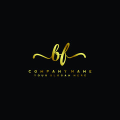 BF Letter Handwriting Vector. gold Handwriting Logo