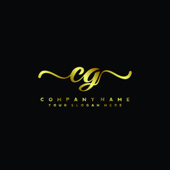 CG Letter Handwriting Vector. gold Handwriting Logo