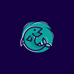 fish vector logo line art