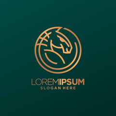 horse line gold logo art