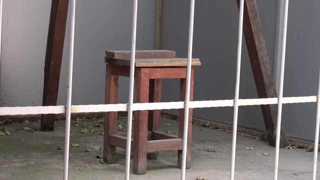 Ankara, Turkey - 2nd of August 2019: 4K The prison museum - Stool used for hanging of capitally convicted in Turkish prison 