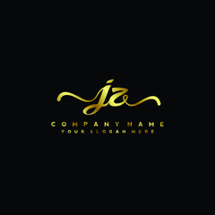 JZ Letter Handwriting Vector. gold Handwriting Logo