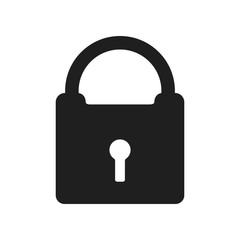 Padlock icon flat vector black shape design illustration