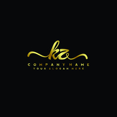 KZ Letter Handwriting Vector. gold Handwriting Logo