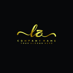 Fototapeta premium LZ Letter Handwriting Vector. gold Handwriting Logo