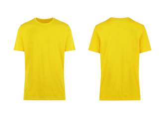 yellow t-shirt, front and back view