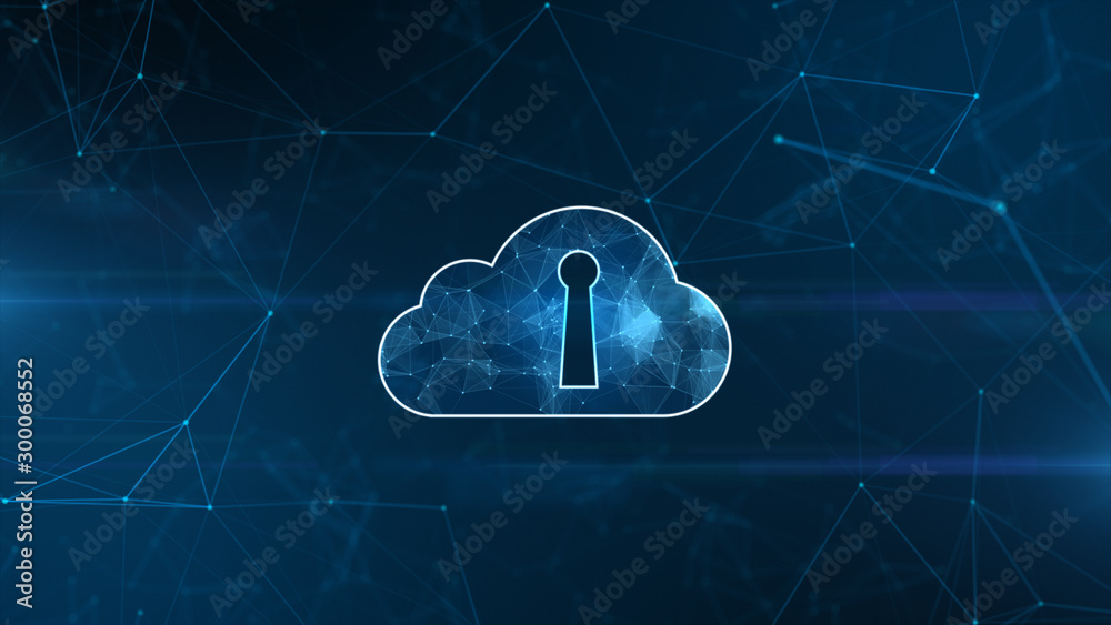 Poster technology network and data connection, secure data network digital cloud computing, cyber security 