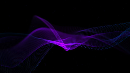 Digital particles wave flow abstract background concept